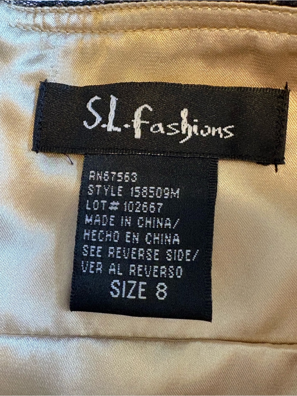 S.L. Fashions Black and Gold Strapless Polka Dot Mesh Dress - Picture 3 of 6